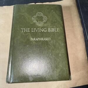 The Living Bible Paraphrased Handy Size Black Genuine Cowhide Leather 1972